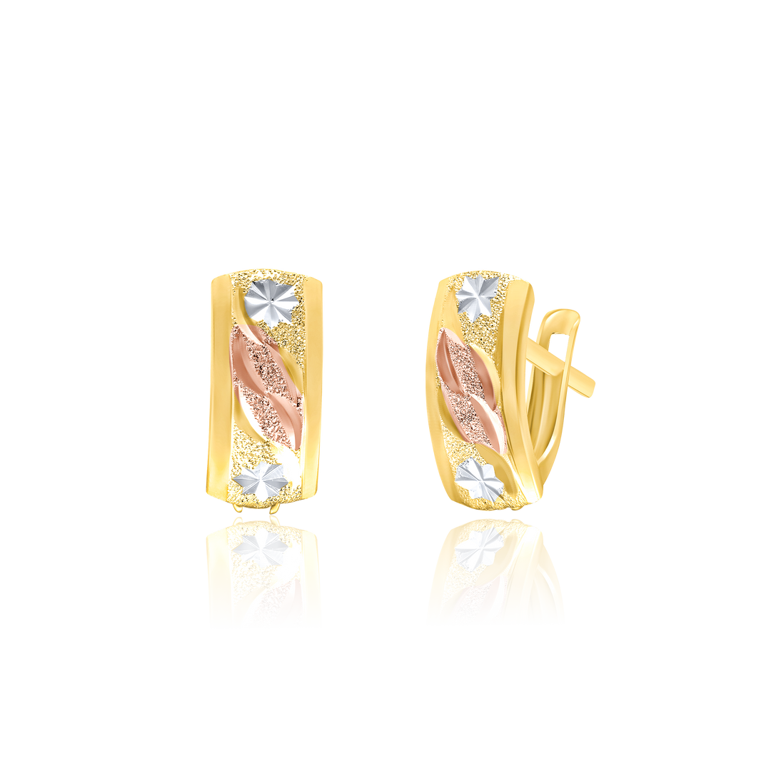 18K Real Gold Curved Clip Earring Set