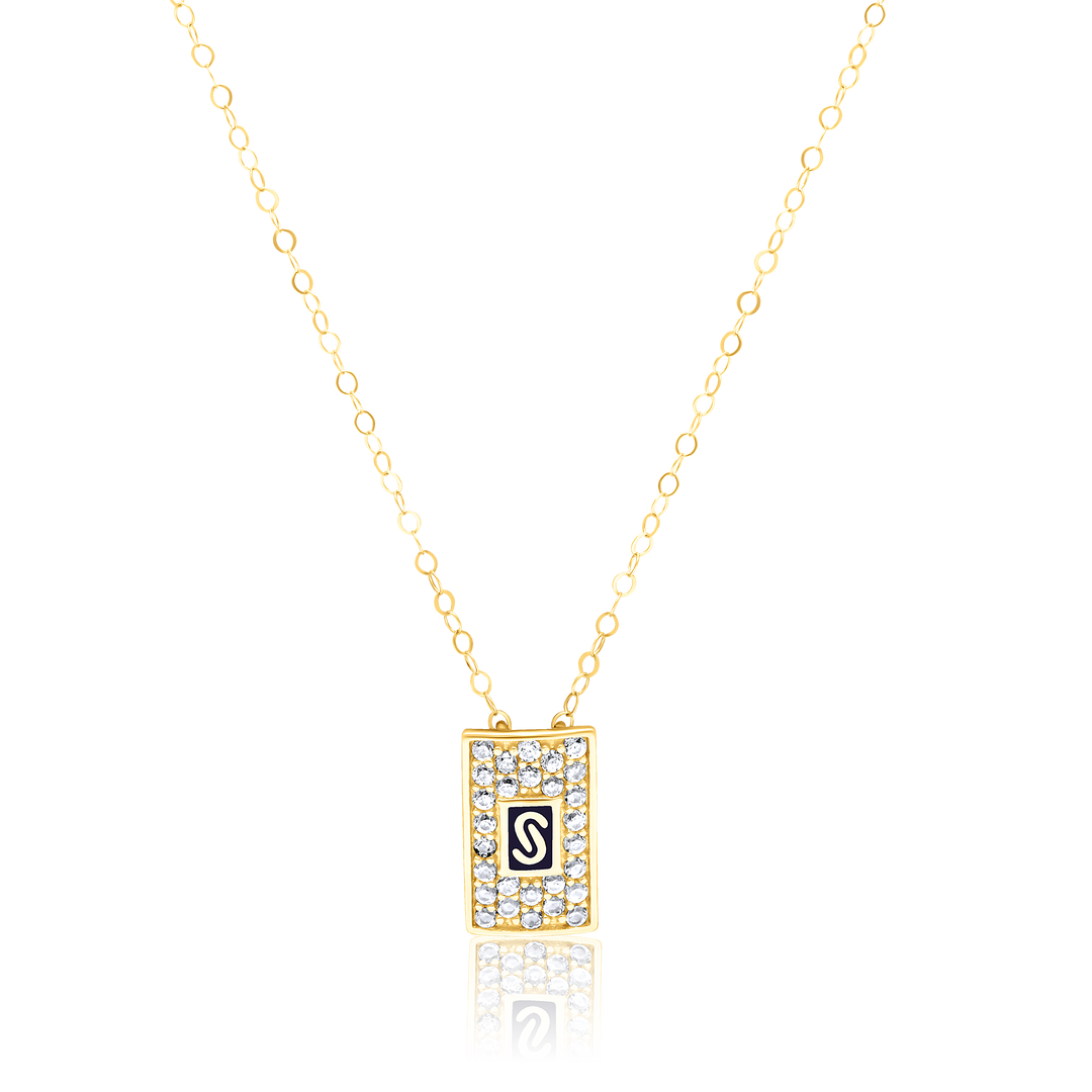 18K Real Gold Elegant Square Stone Necklace