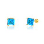 Load image into Gallery viewer, 18K Real Gold Blue Stone Screw Earring Set