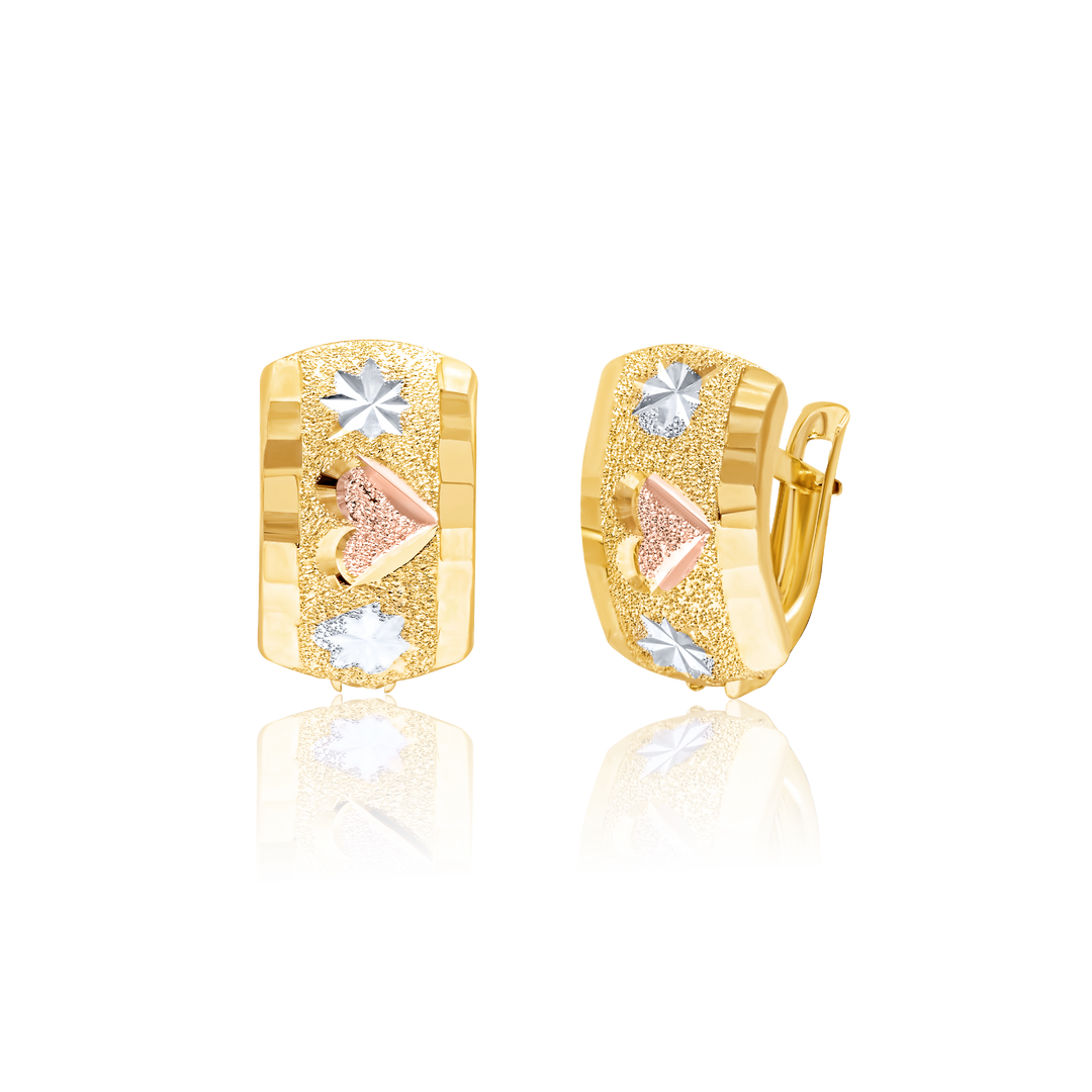 18K Real Gold Curved Clip Earring Set