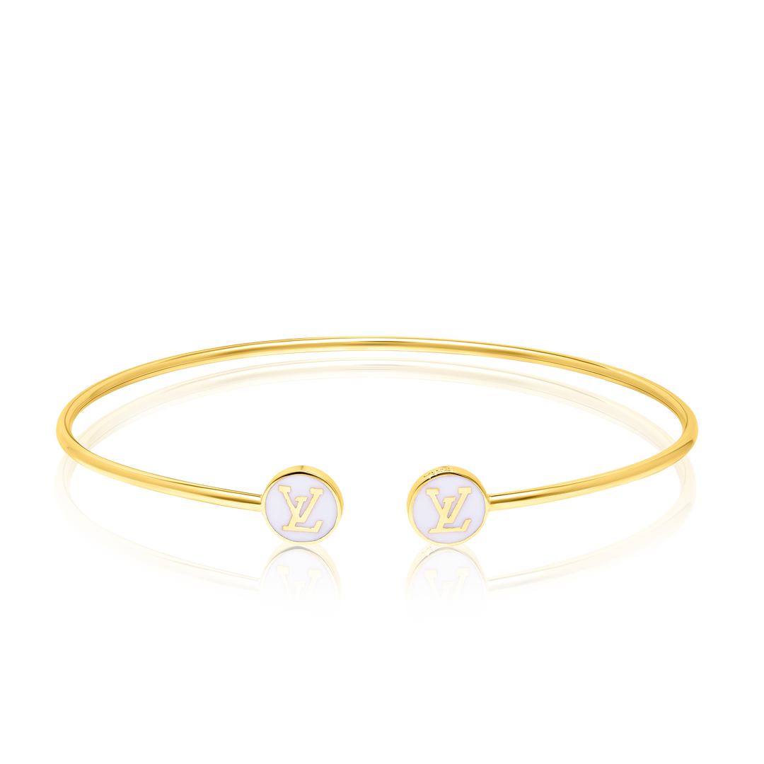 18K Real Gold Elegant White L.V Bangle
