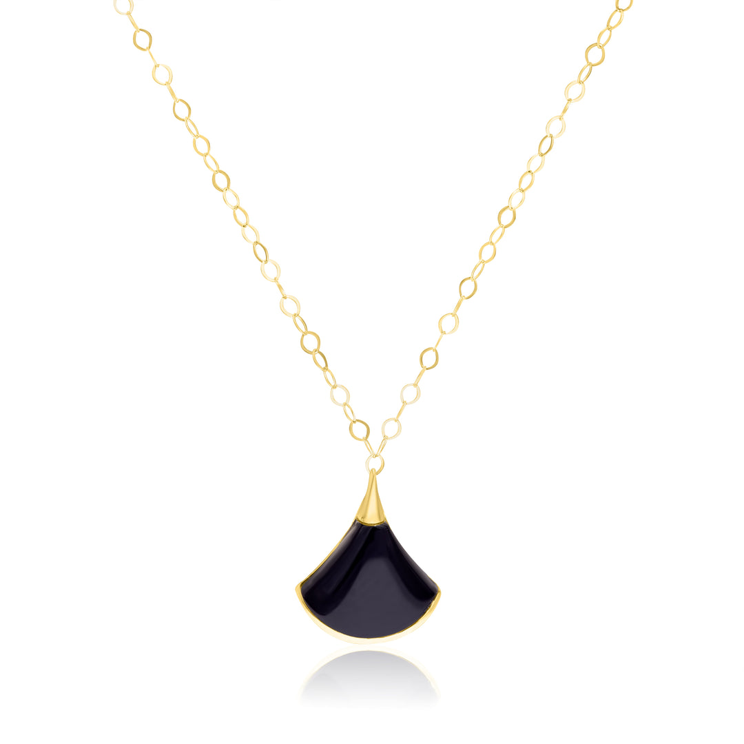 18K Real Gold Black Necklace