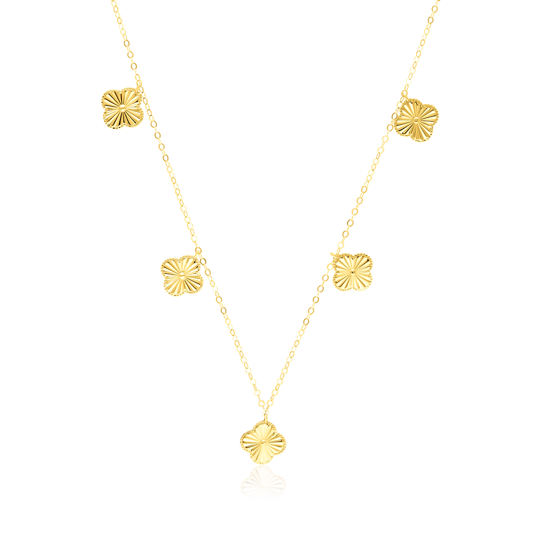 18K Real Gold Hanging Flower Necklace