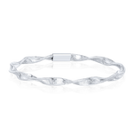 Load image into Gallery viewer, 18K Real White Gold Twisted Elastic Bangle