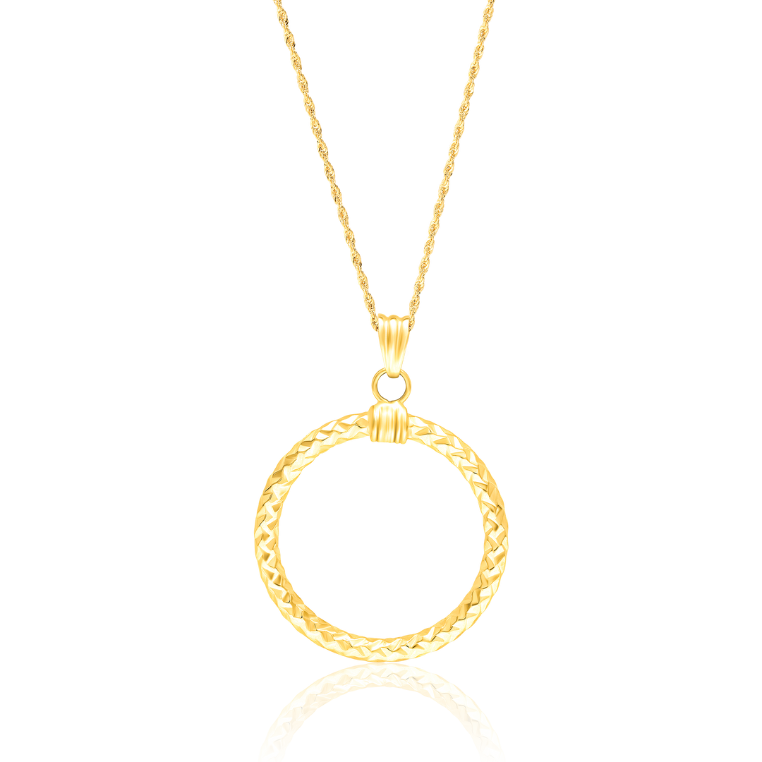18K Real Gold Round Necklace