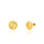 Load image into Gallery viewer, 18K Real Gold Flower Screw Earring Set