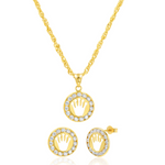 Load image into Gallery viewer, 18K Real Gold Crown Round Stone Jewelry Set