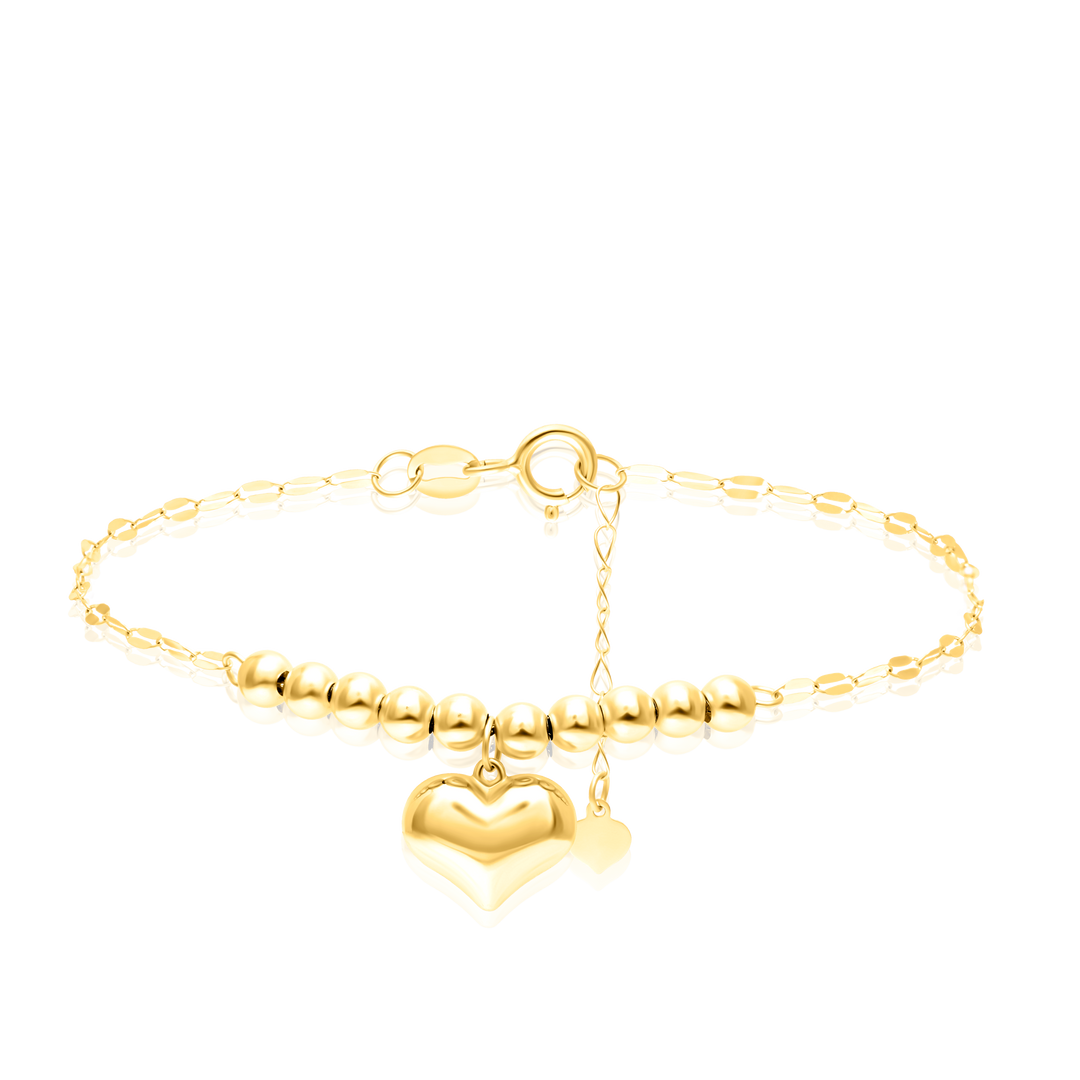 18K Real Gold Seed Heart Bracelet