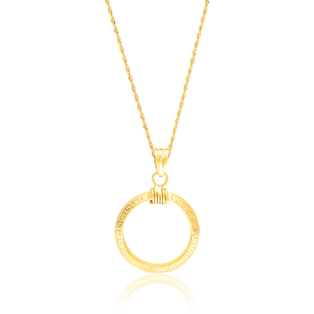 18K Real Gold Round Necklace