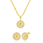 Load image into Gallery viewer, 18K Real Gold Round Stone Jewelry Set