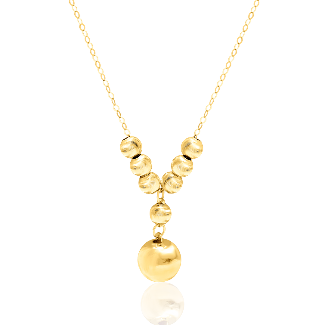 18K Real Gold Hanging Ball Seed Necklace
