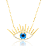 Load image into Gallery viewer, 18K Real Gold Evil Eye Stone Necklace