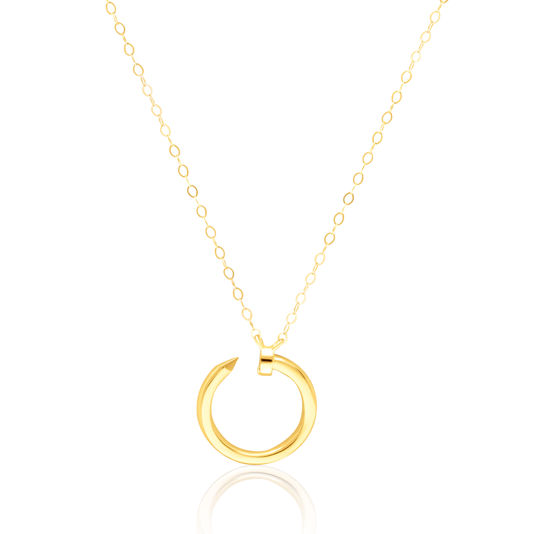 18K Real Gold Curved Nail Necklace