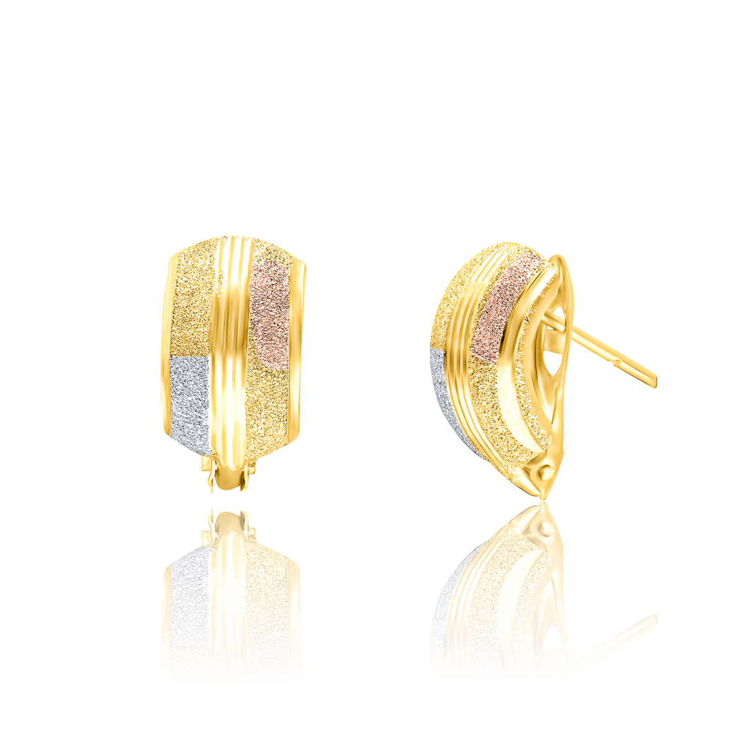 18K Real Gold 3 Color Clip Earring Set
