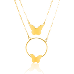 Load image into Gallery viewer, 18K Real Gold 2 Layer Butterfly Ring Necklace