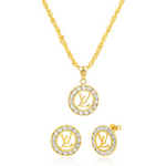 Load image into Gallery viewer, 18K Real Gold L.V Round Stone Jewelry Set