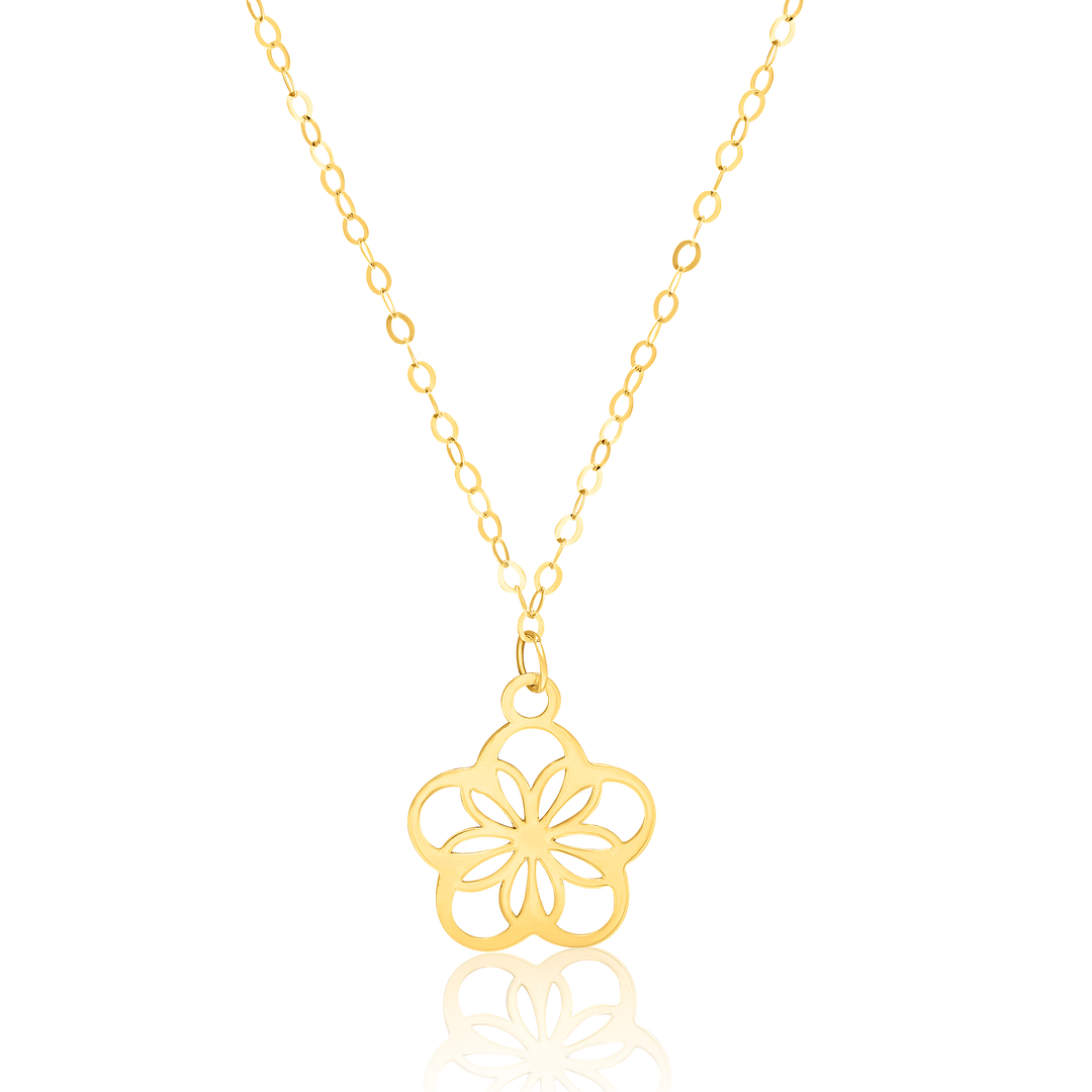 18K Real Gold Flower Necklace