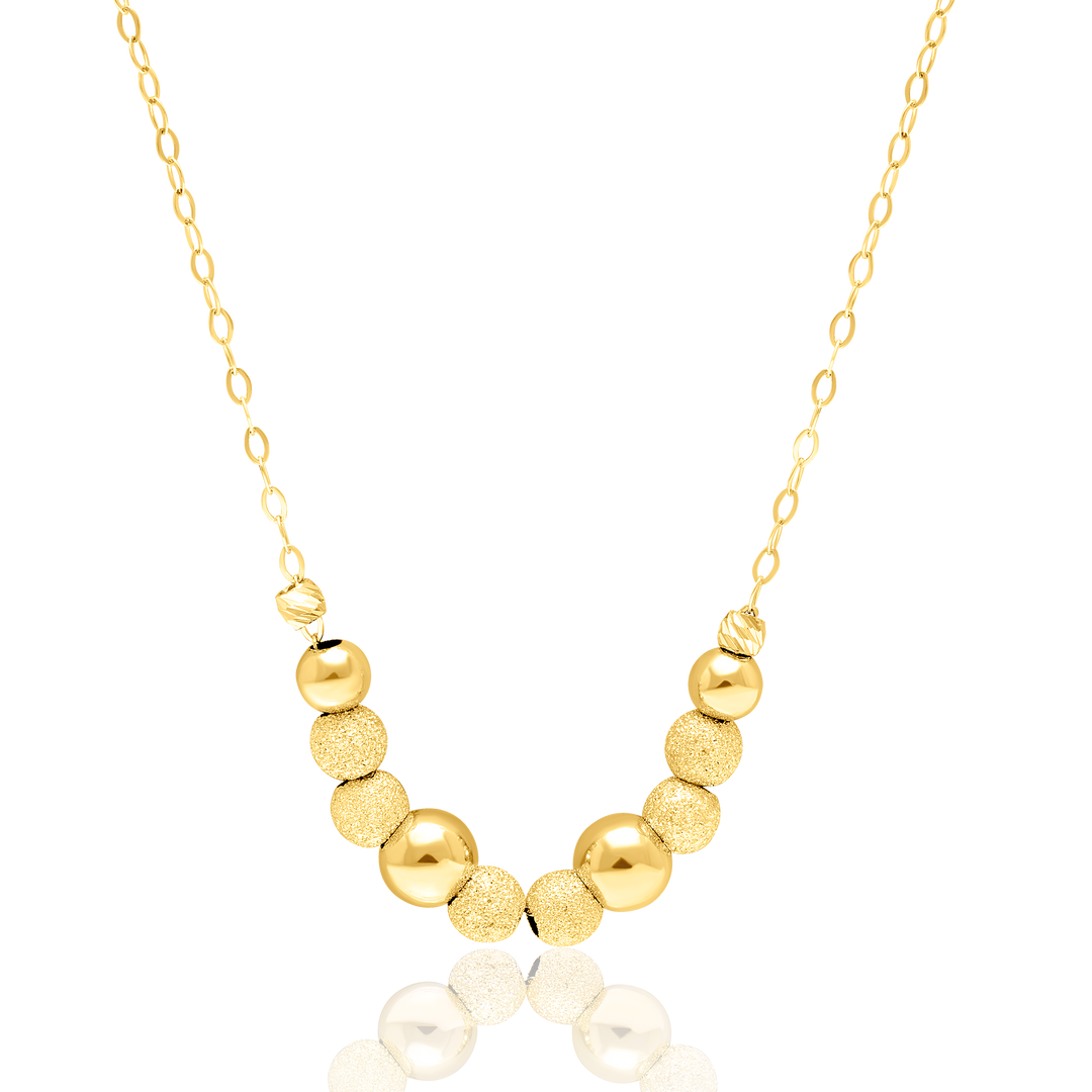 18K Real Gold Multiple Ball Seed Necklace