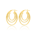 Load image into Gallery viewer, 18K Real Gold 3 Layer Oval Earring Set