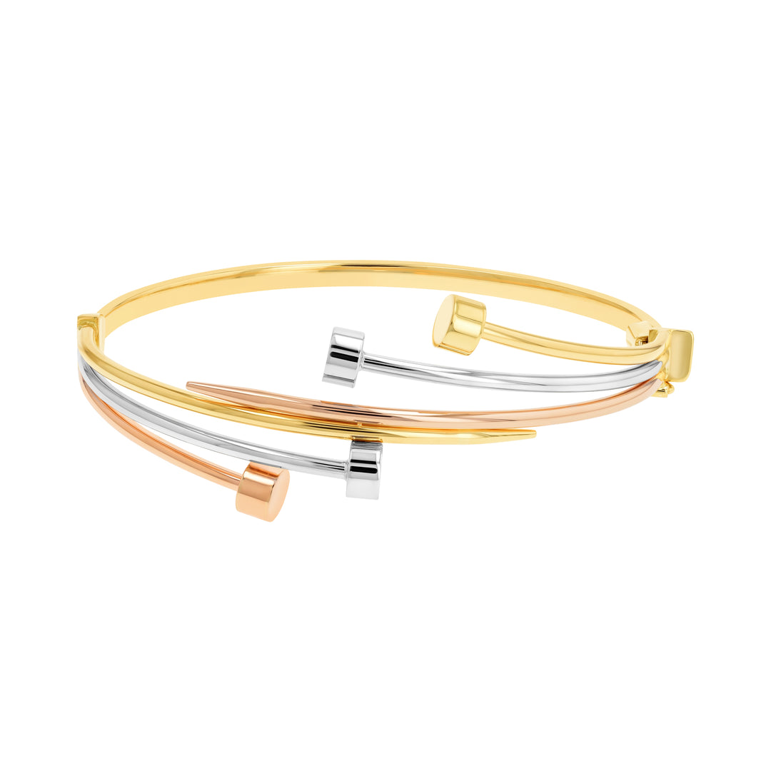 18K Real Gold Elegant 3 Color Bangle