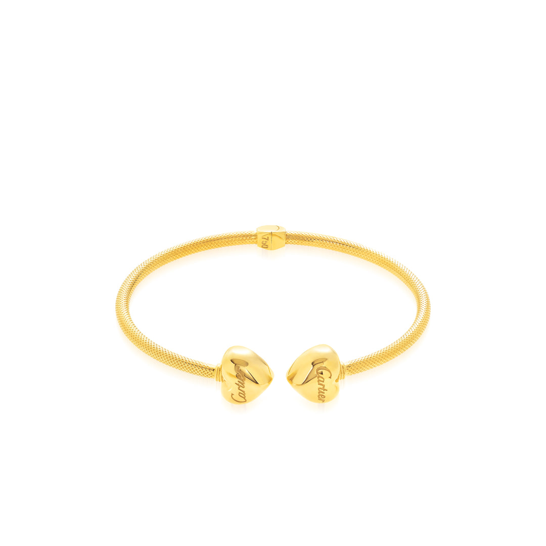 18K Real Gold Elegant Heart Bangle