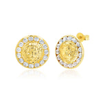 Load image into Gallery viewer, 18K Real Gold V.R.C Round Stone Earrings
