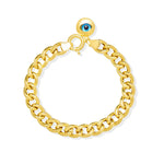 Load image into Gallery viewer, 18K Real Gold Evil Eye Thick Linked Bracelet