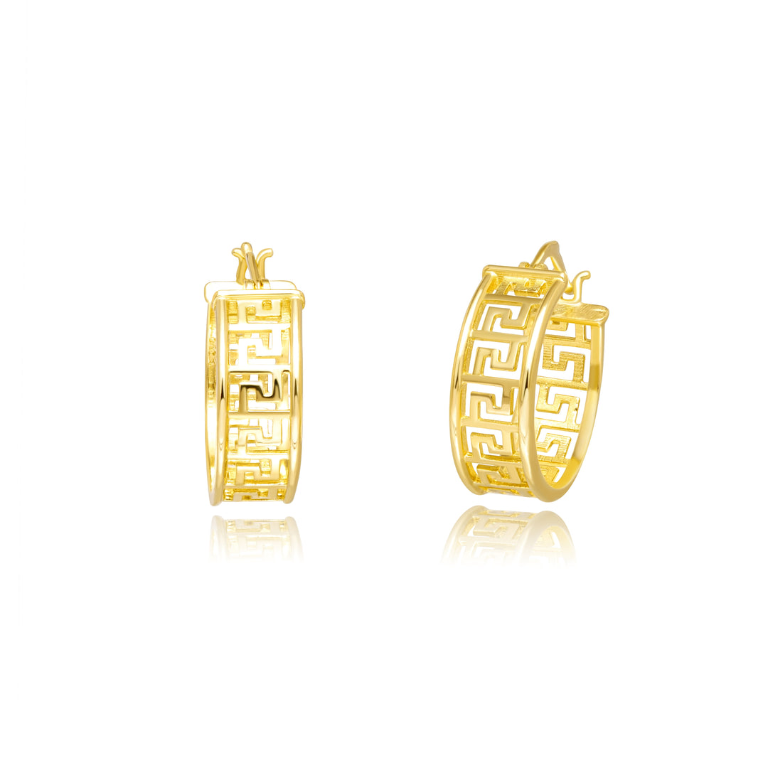 18K Real Gold Round Earring Set