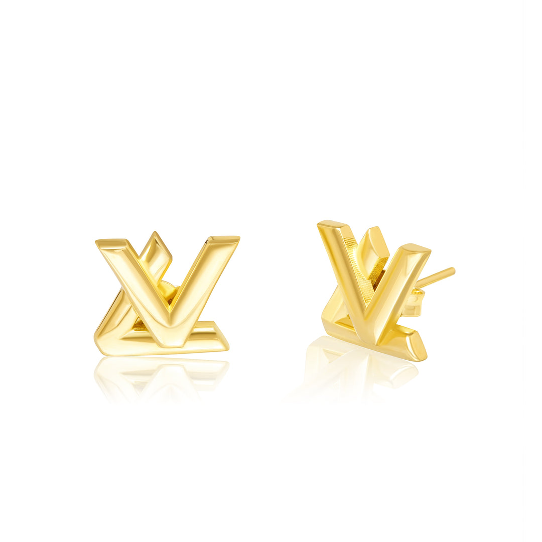 18K Real Gold L.V Earring Set