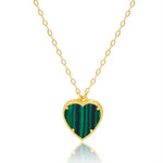 Load image into Gallery viewer, 18K Real Gold Green Stone Heart Necklace