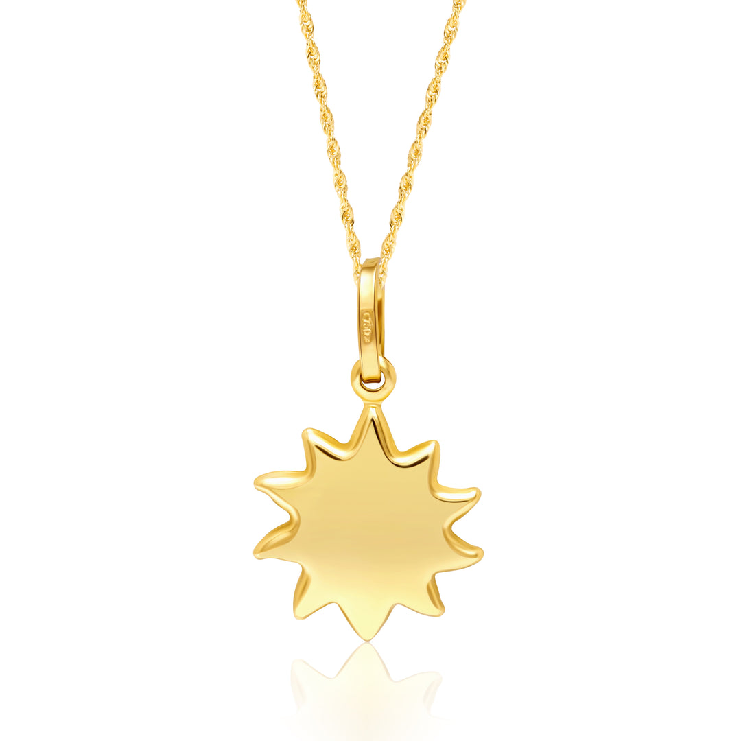 18K Real Gold Sun Necklace