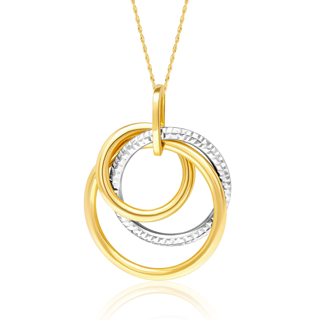 18K Real Gold 2 Color Circle Necklace