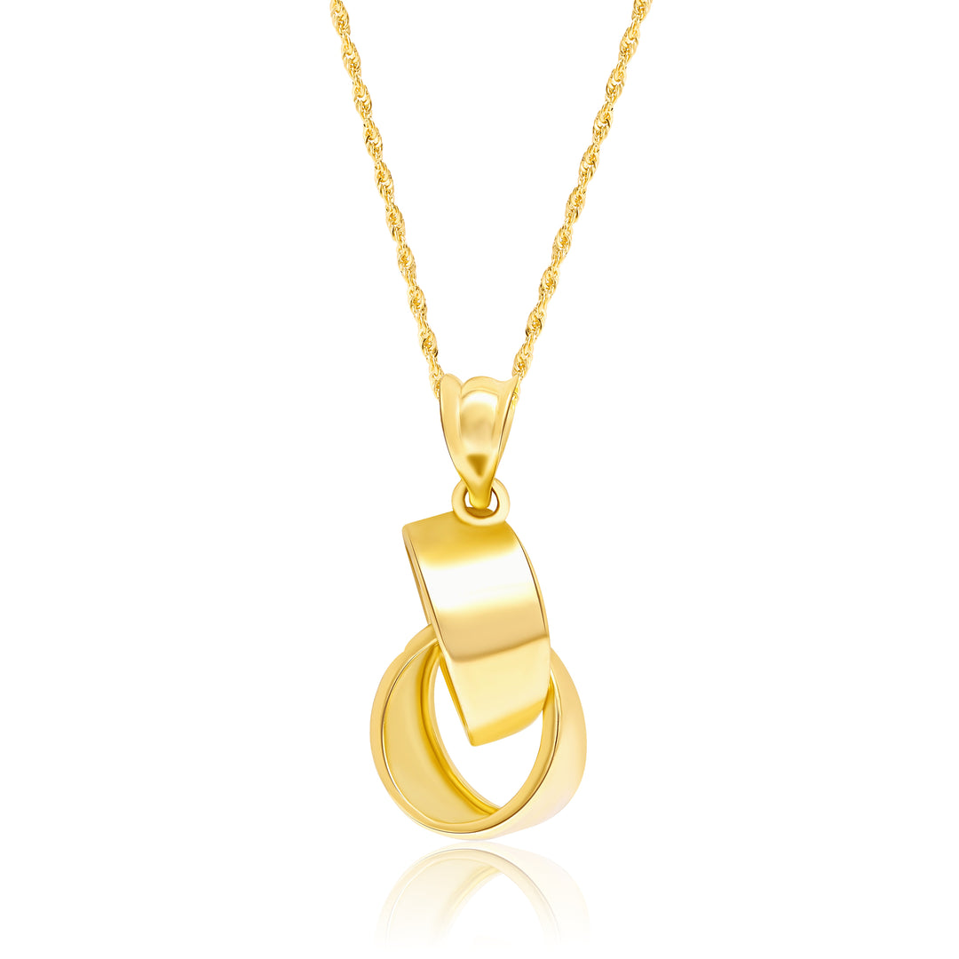 18K Real Gold Double Ring Necklace