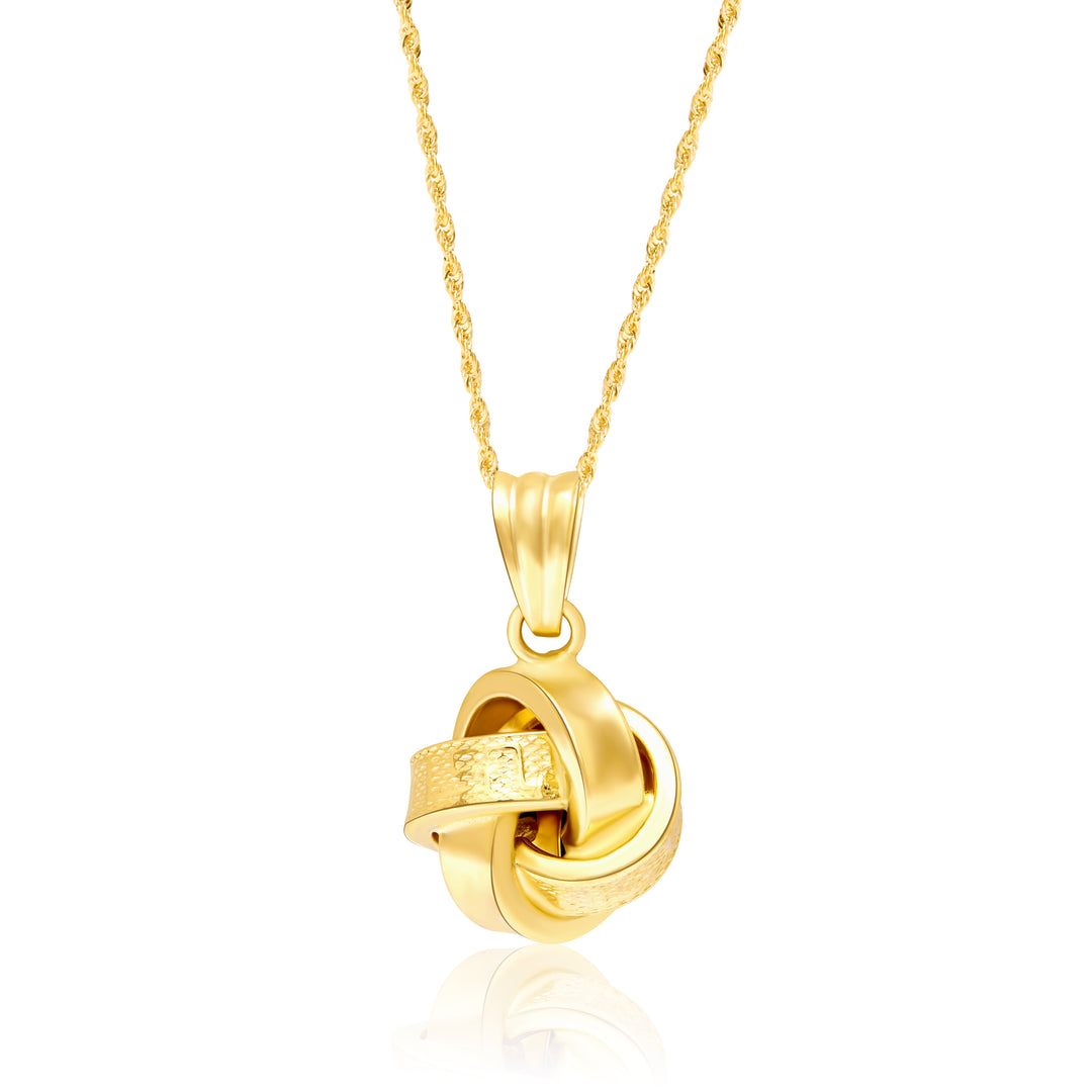 18K Real Gold Twisted Knot Necklace