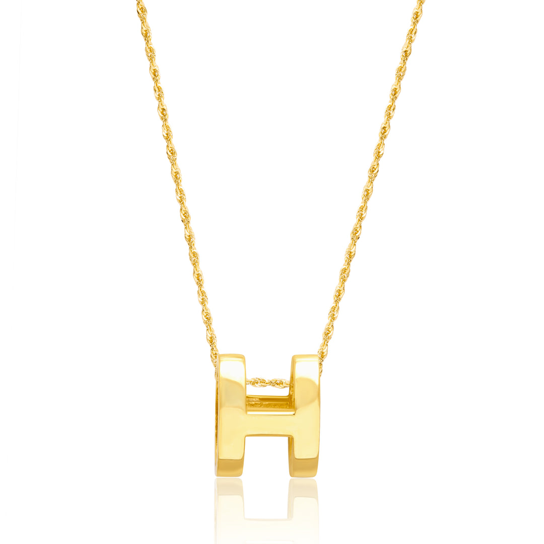 18K Real Gold H Necklace