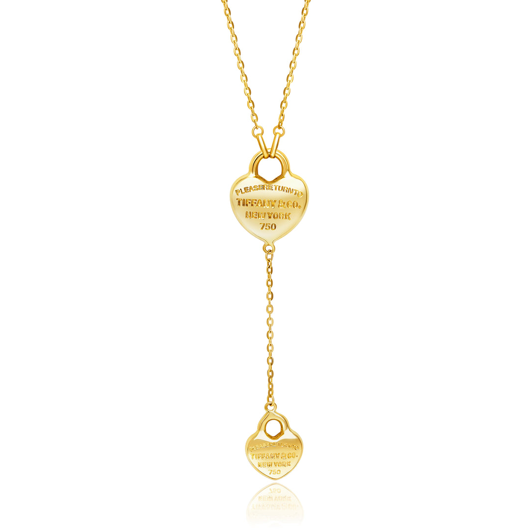 18K Real Gold Hanging Heart Necklace