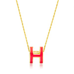 Load image into Gallery viewer, 18K Real Gold Red H Necklace