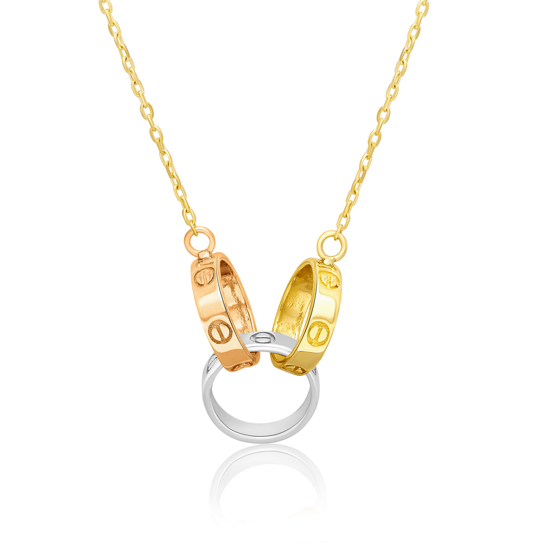 18K Real Gold 3 Color Circle Necklace