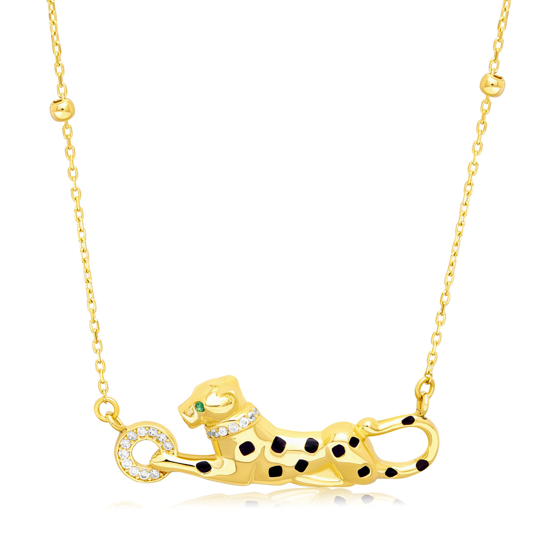 18K Real Gold Panther Necklace
