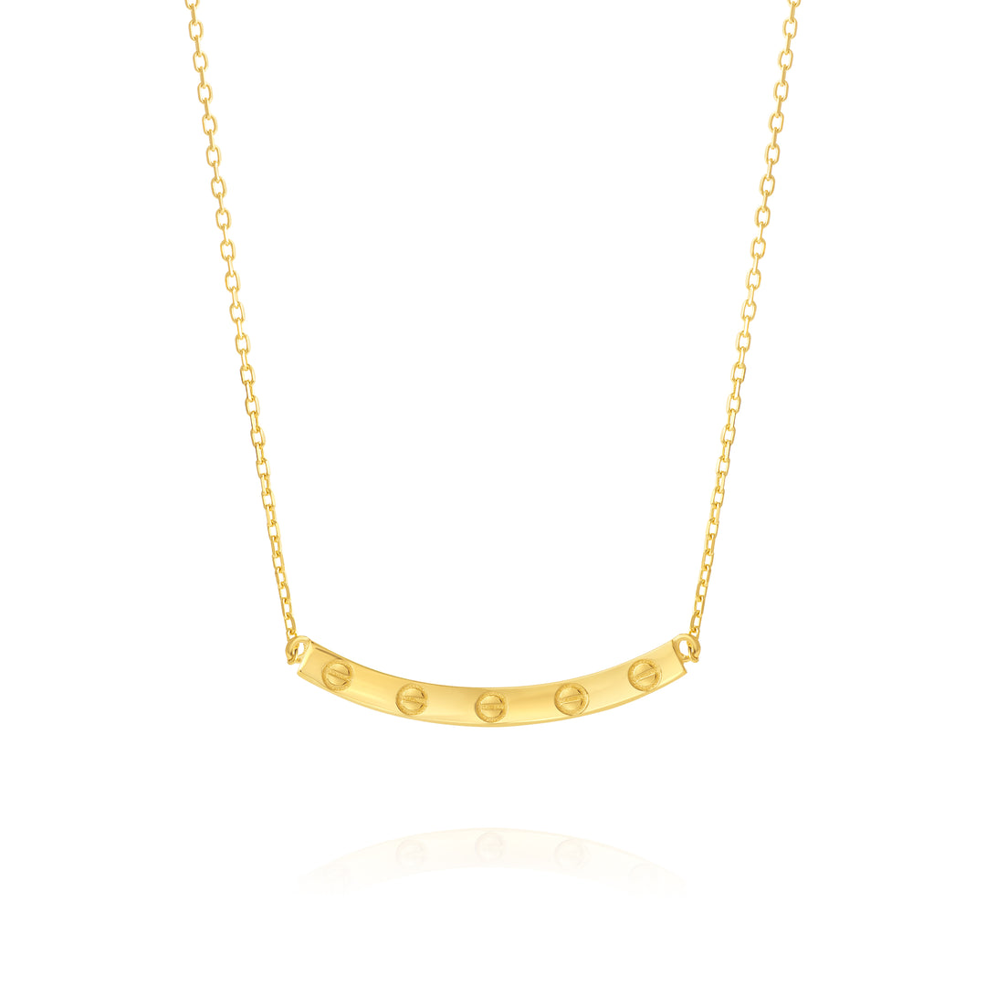18K Real Gold Curved Plate Necklace