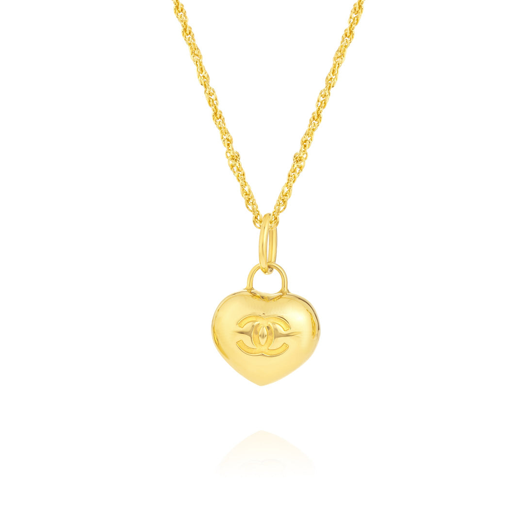 18K Real Gold Heart C.H Necklace