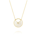 Load image into Gallery viewer, 18K Real Gold Round White Stone Necklace