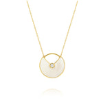 Load image into Gallery viewer, 18K Real Gold Round White Stone Necklace
