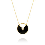 Load image into Gallery viewer, 18K Real Gold Round Black Stone Necklace
