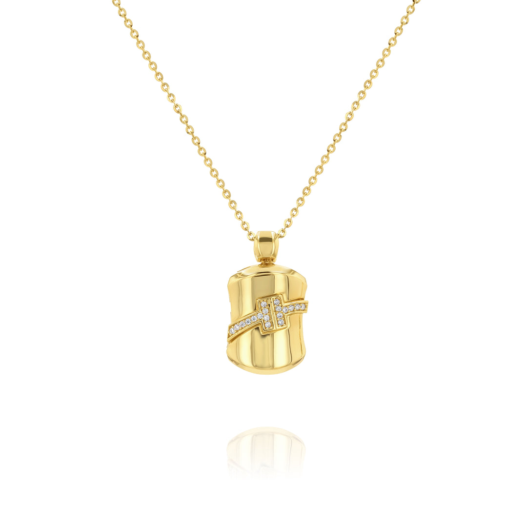 18K Real Gold Tied Square Necklace