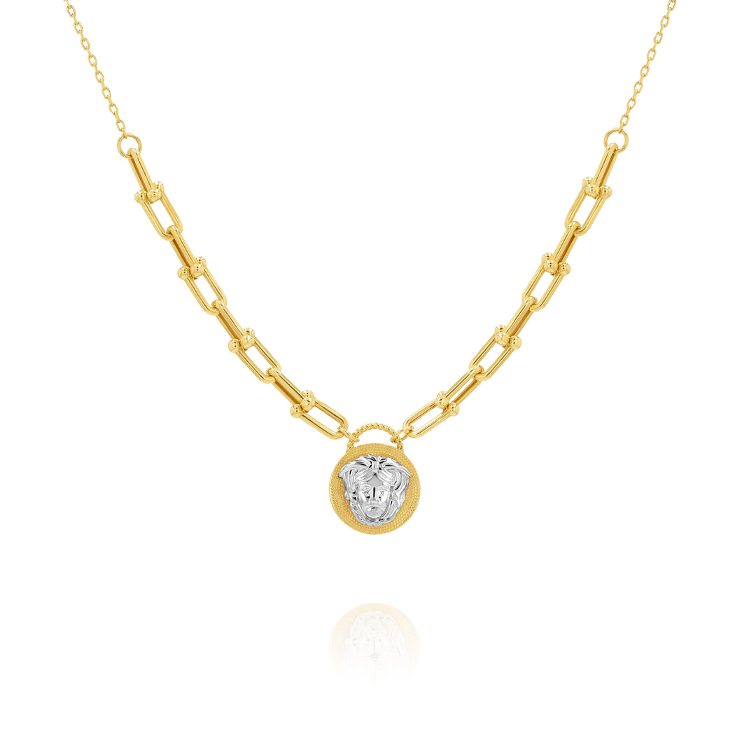 18K Real Gold Linked Stone Necklace