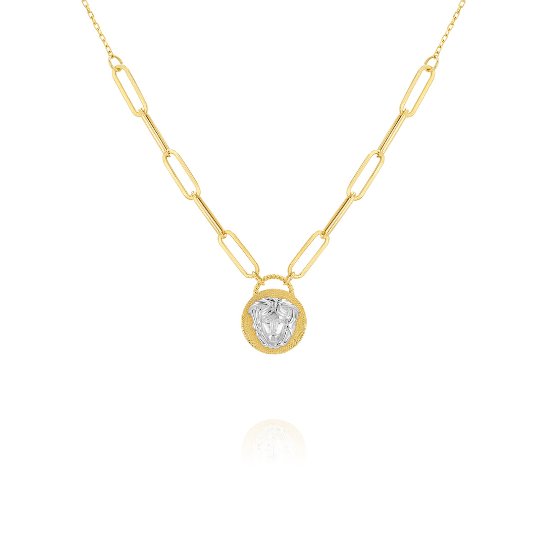 18K Real Gold Linked Stone Necklace