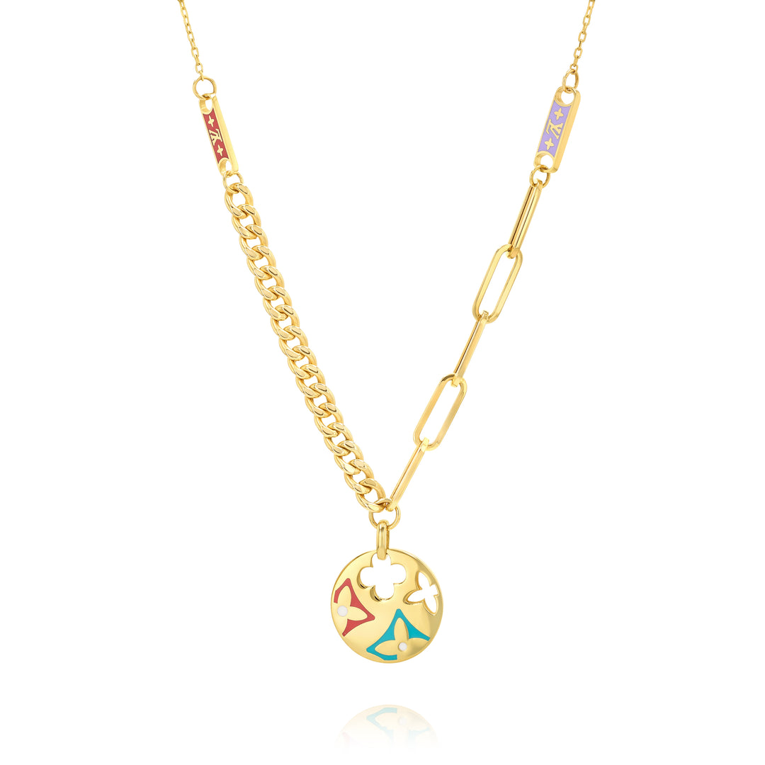 18K Real Gold Multi Color Elegant Necklace