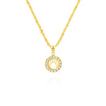Load image into Gallery viewer, 18K Real Gold Crown Stone Necklace