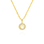 Load image into Gallery viewer, 18K Real Gold Crown Stone Necklace
